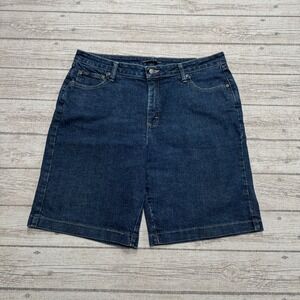 Y2K Riders By Lee Shorts Women's 16/M Blue Denim Dark Wash Slim Bermuda Utility
